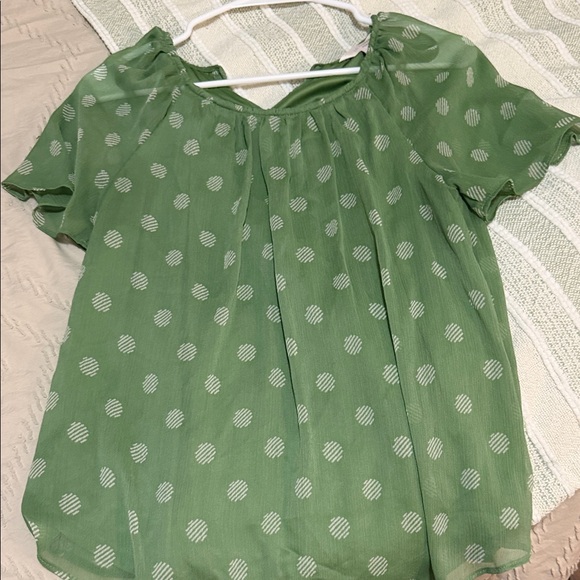 LC Lauren Conrad Tops - LC Lauren Conrad Sage Polka Dot Blouse